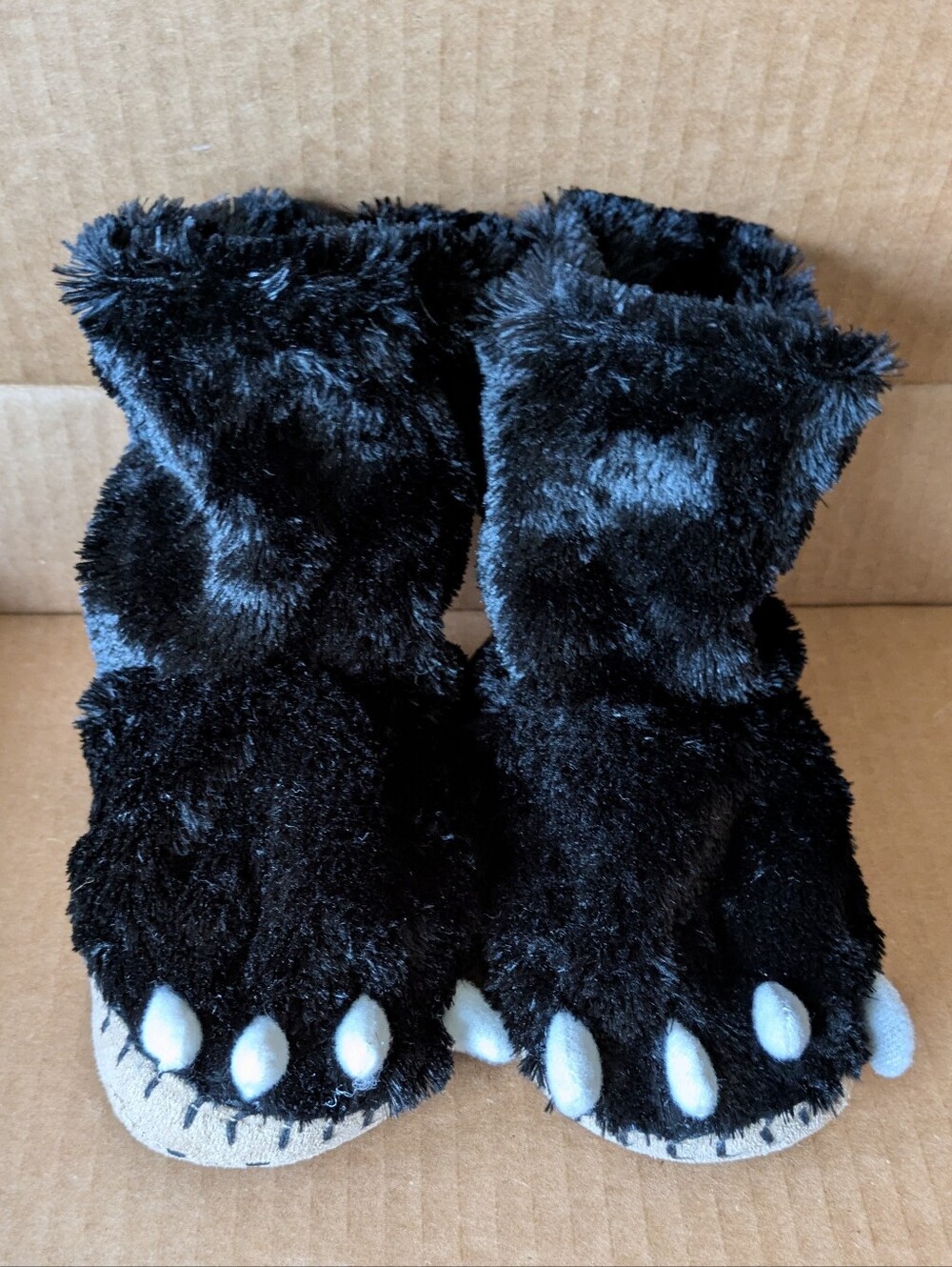 Slippers Little Blue House Cozy Black Fuzzy Bear Paw Slippers